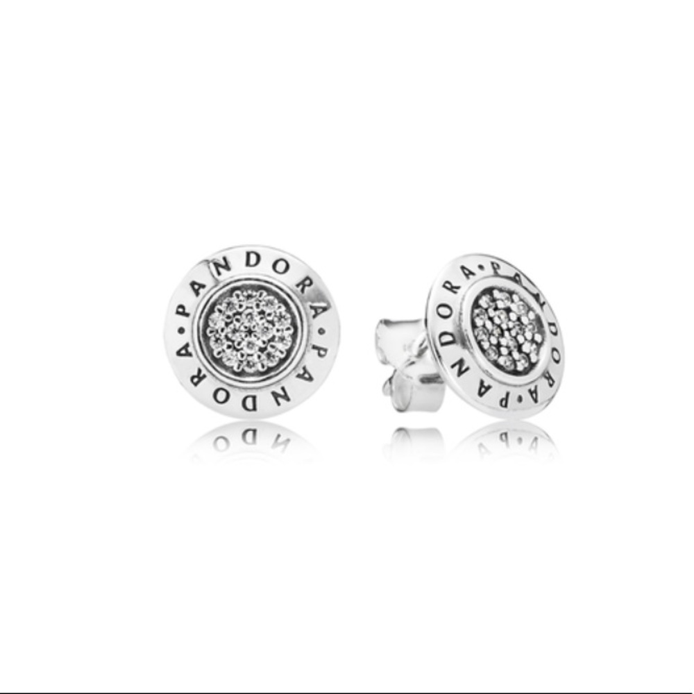 PANDORA Signature Stud Earrings, Clear CZ